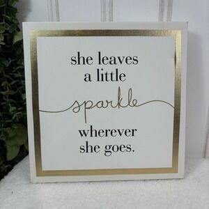 She Leaves a Little Sparkle Wherever She Goes Canvas Wall Art Gold Foil‎ Decor